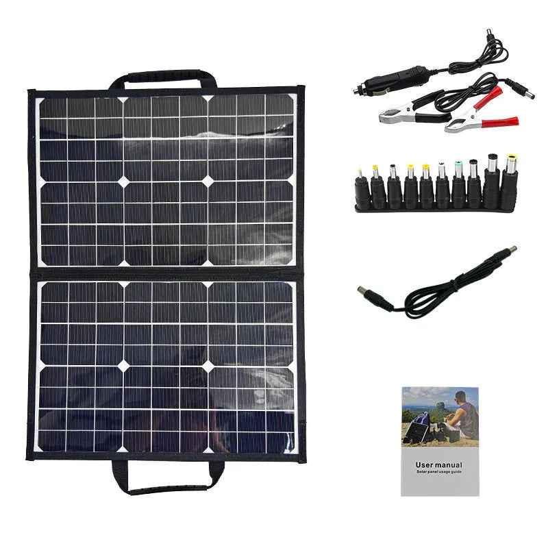 Black 40W single crystal solar panel in folding bag format for portable outdoor charging