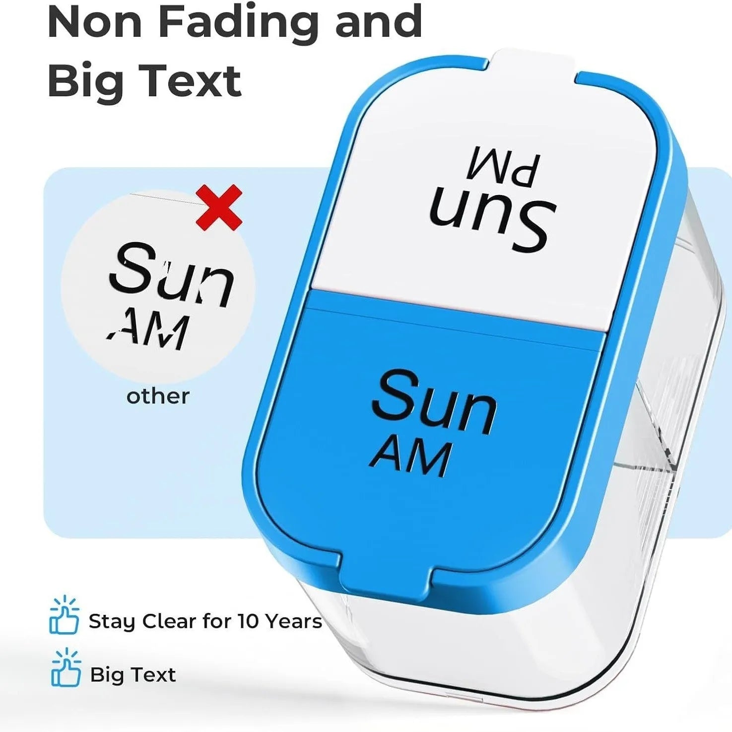 Extra large white plastic pill box with 14 removable compartments for medication organisation