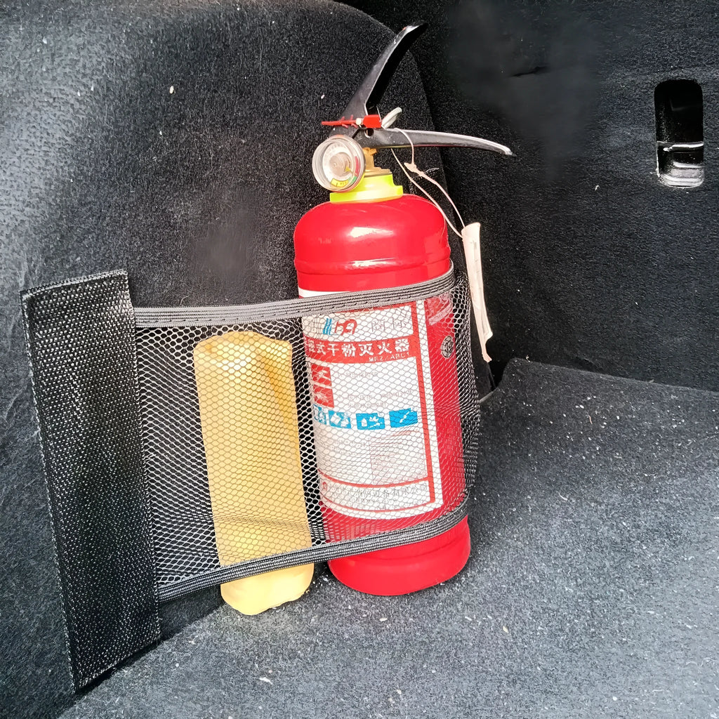 Elastic polyester car boot storage organiser net shown in 20x45cm and 20x35cm sizes.
