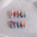 Handmade floral and butterfly nail sculpture charms in four sizes for almond nail art