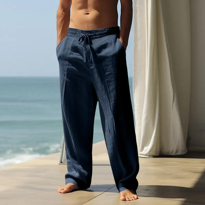 Men's loose fit casual cotton trousers in multiple colour options with Asian sizing