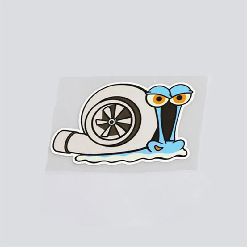 Reflective cartoon snail car sticker measuring 12cm by 8cm