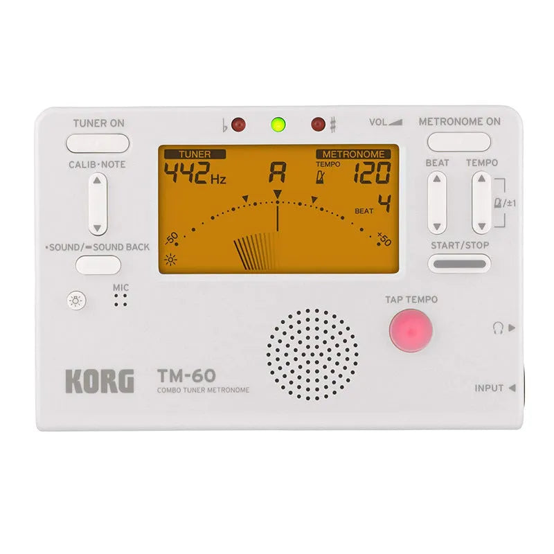 TM-60 universal electronic metronome for piano and guitar with display showing tempo settings