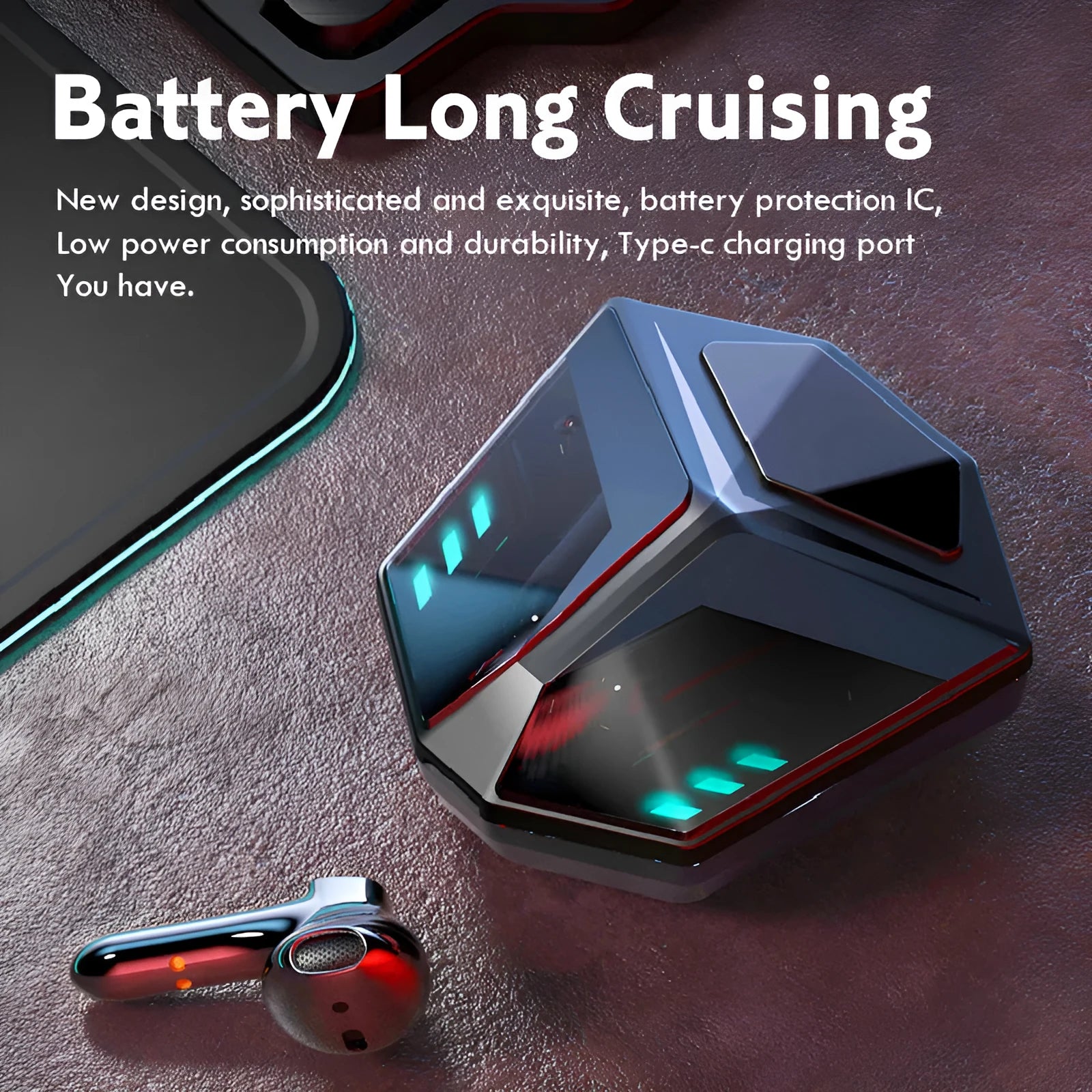 Wireless black Bluetooth gaming headset with over-ear cups on a grey background