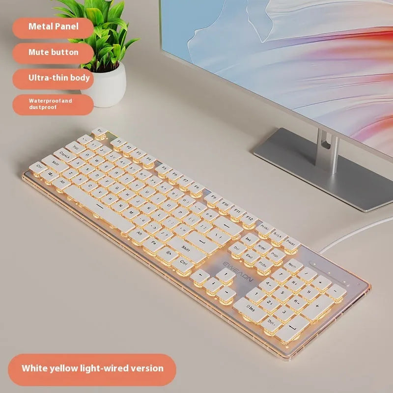 Prewalker V3 silent keyboard and mouse set in retro green colour on a desk.