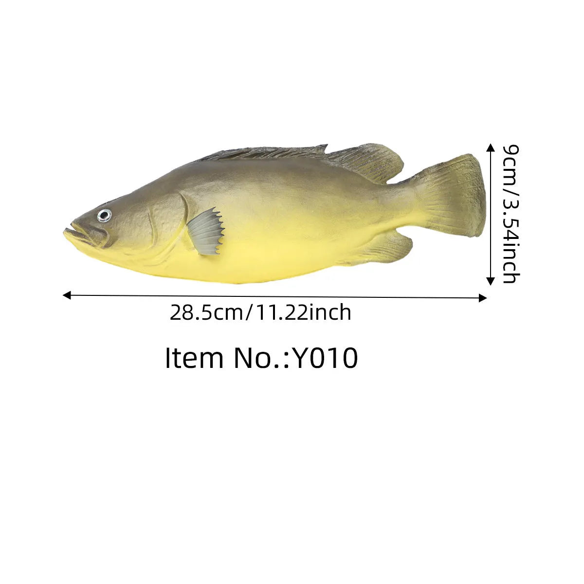 Three PU simulated fish ornaments showing yellow-fin tuna, small tuna and yellow croaker marine replicas