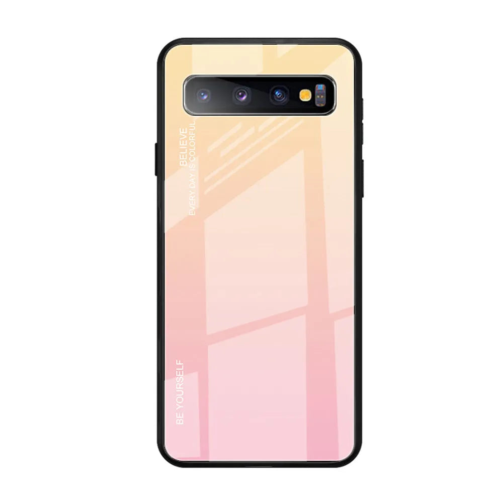 Gradient glass phone case for Samsung with TPU bumper and tempered glass back in colour 01style