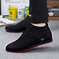 Men's casual breathable canvas shoes in solid black with lace-up front, size 38-45