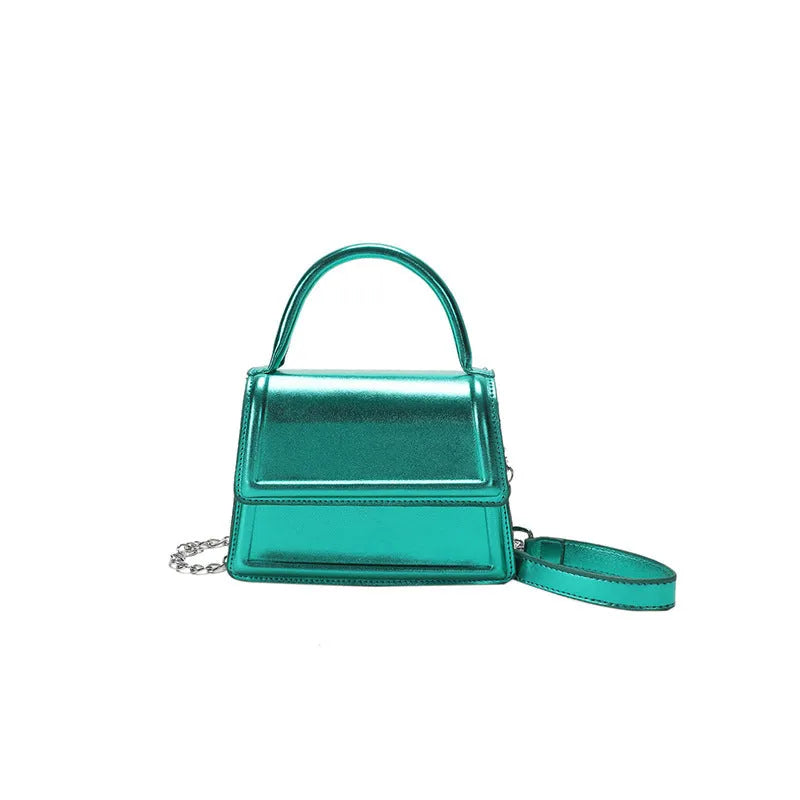 Retro PU crossbody shoulder bag in horizontal square shape showing sewing line details