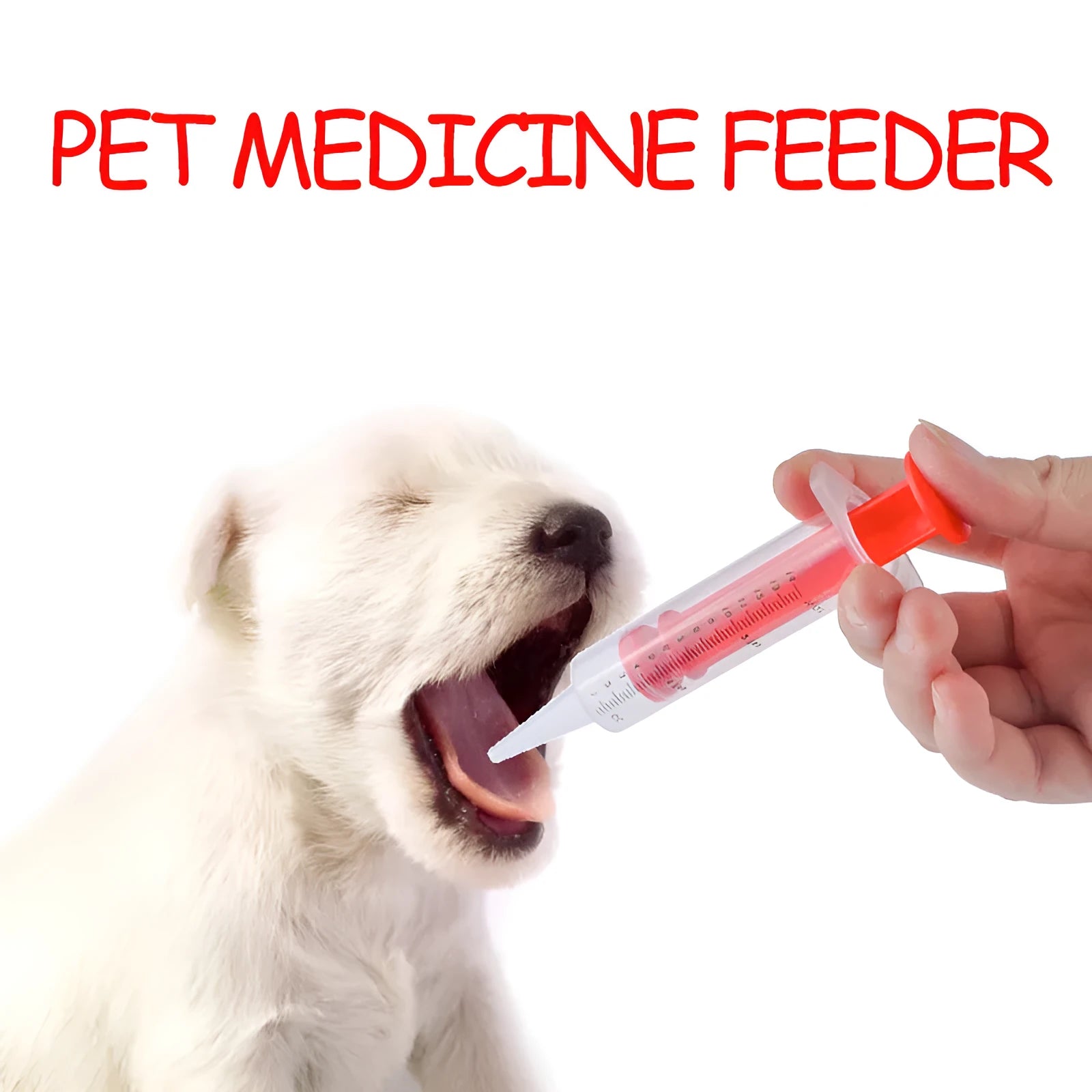 Two silicone pet pill shooter syringes with soft tips, one longer than the other, for administering tablets.