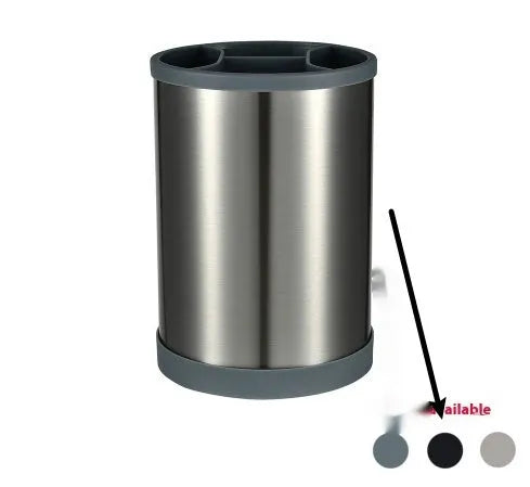 12 piece silicone kitchen utensil set with rotating storage bucket in black, dark grey or khaki colours