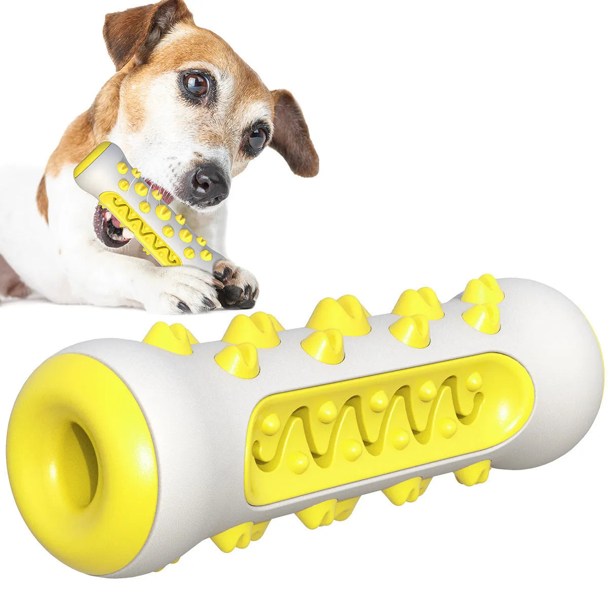15cm natural rubber dog toothbrush chew toy in blue colour for dental cleaning