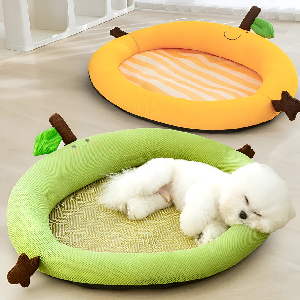 Green fruit-shaped pet bed with backrest nest design for large dogs