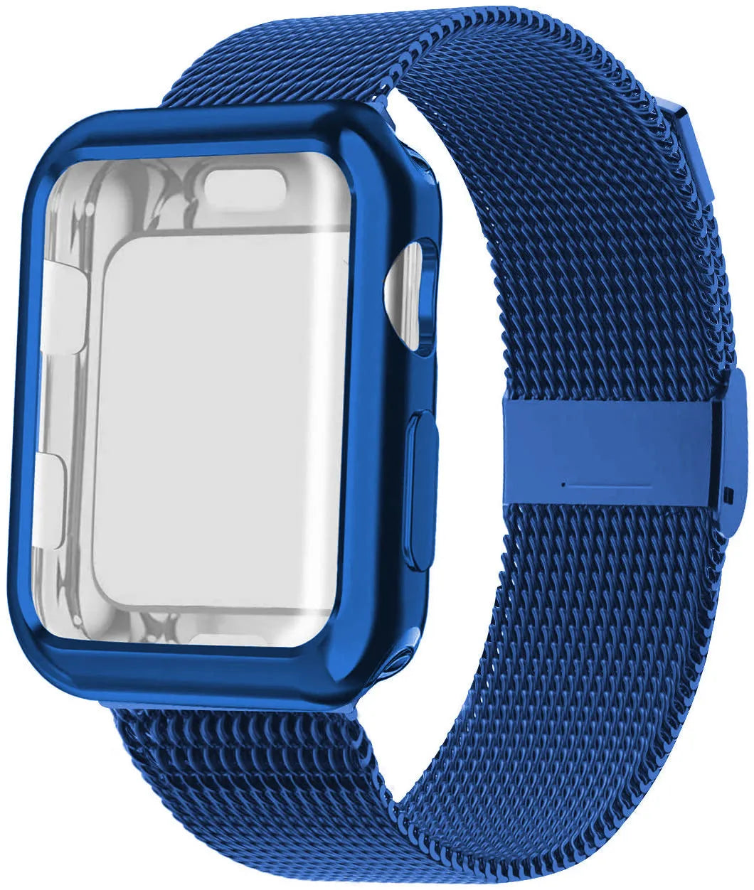 Magnetic metal Milan Apple Watch band with protective case in multiple colours and sizes