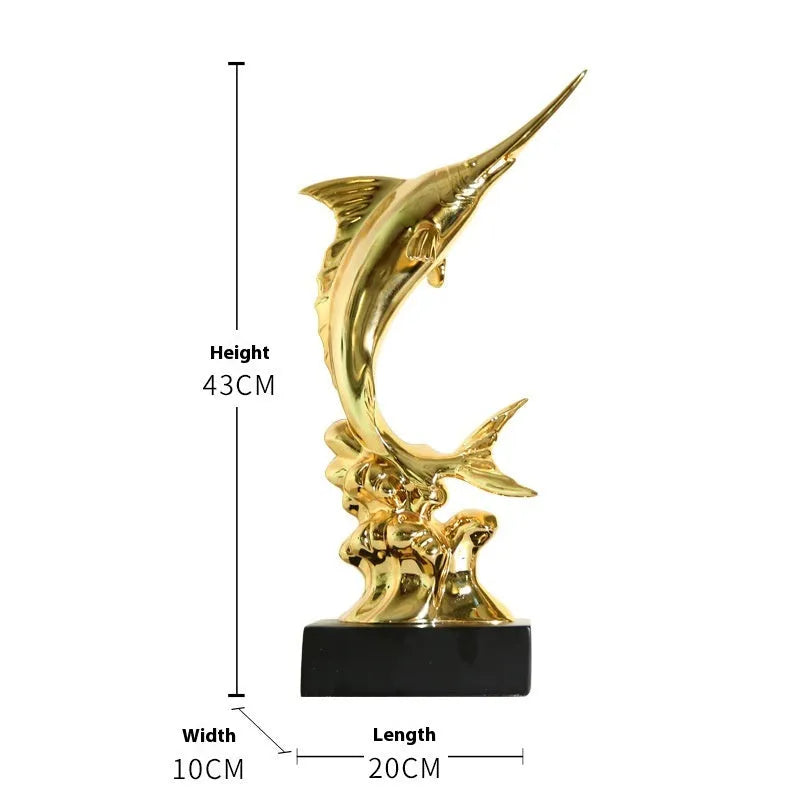 European style swordfish decorative ornament in resin and plastic, shown in one of four colour options