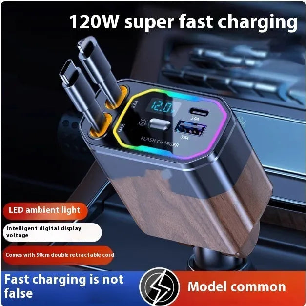 120W super fast charge cable Type-C 4A output black for smartphones