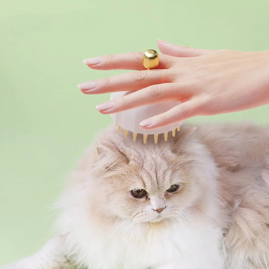 Green pink white pet shampoo massage brush with drain holes for dog and cat bath grooming