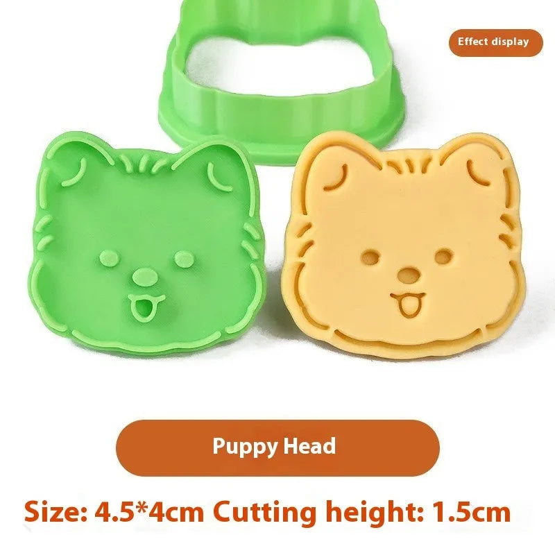 Plastic puppy biscuit mould with 3D cartoon designs for baking shaped treats