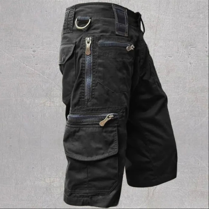 3D digital print loose trendy men's shorts in polyester cotton blend, casual summer shorts, front view