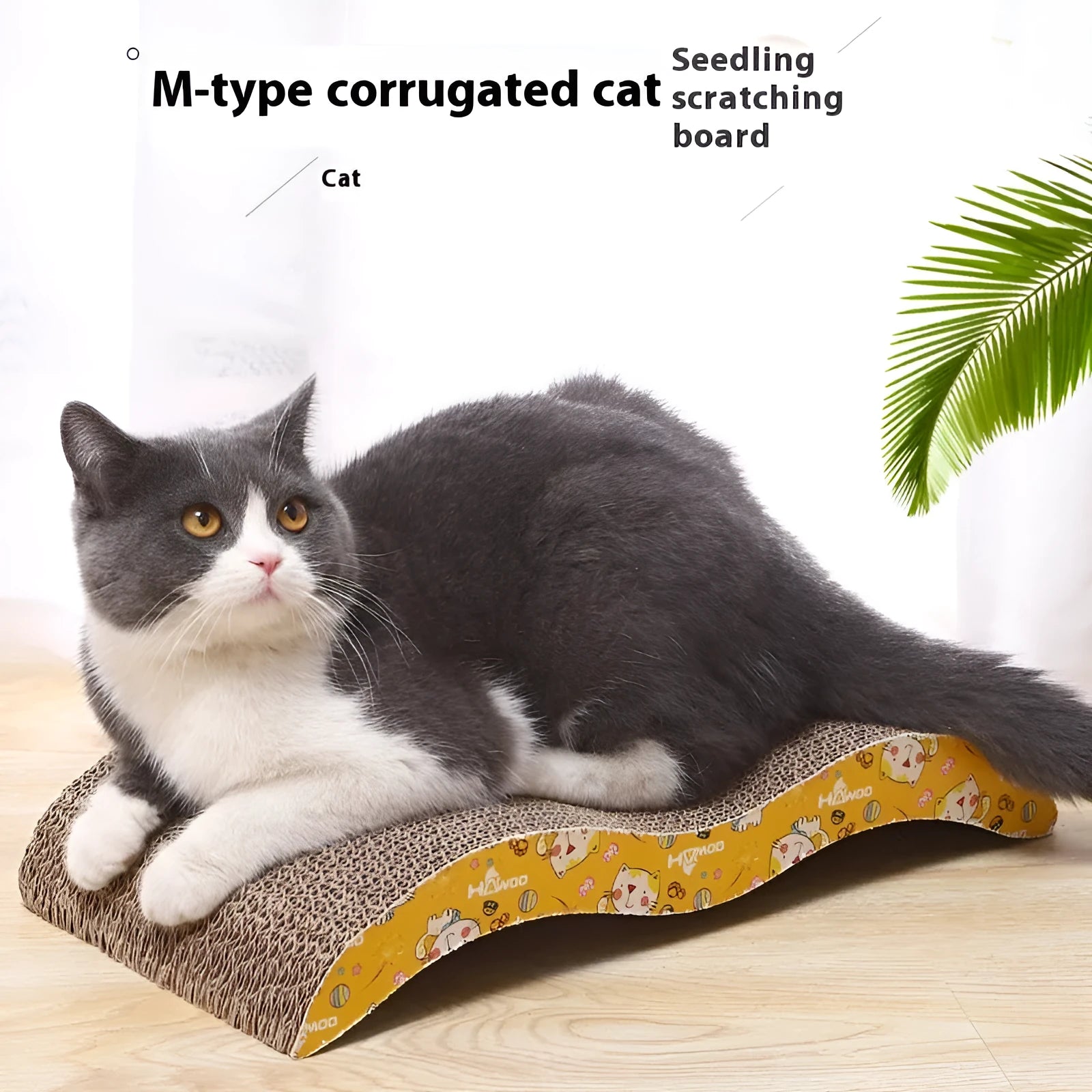 Cat scratch board with leather surface in multiple shape designs including bone type and trapezoid