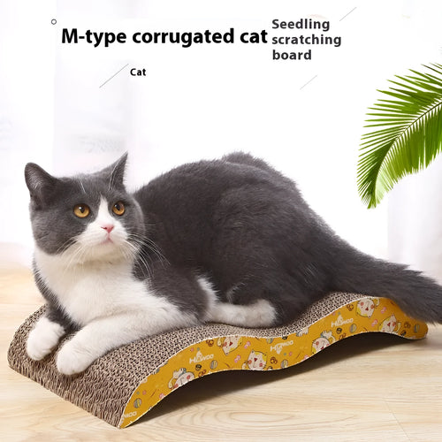 Cat scratch board with leather surface in multiple shape designs including bone type and trapezoid