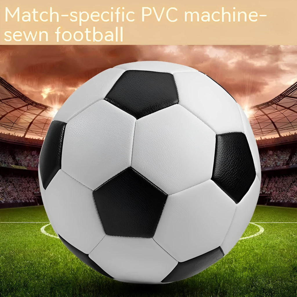 PVC football in sizes 3, 4 and 5 with machine-sewn construction for training and competition