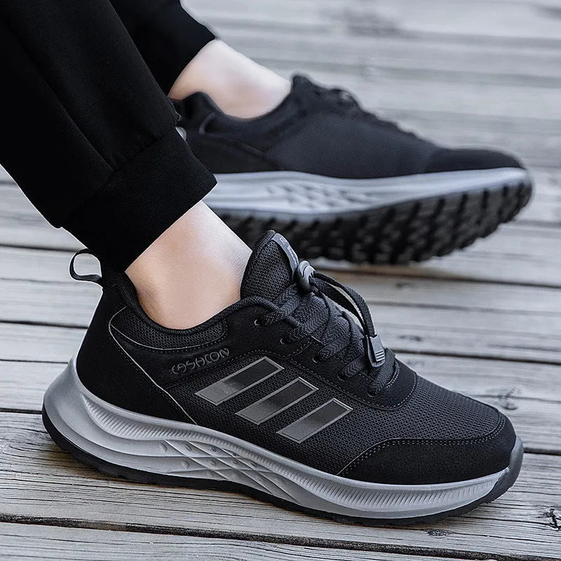 Breathable mesh non-slip mom shoes with elastic slip-on design for men and women