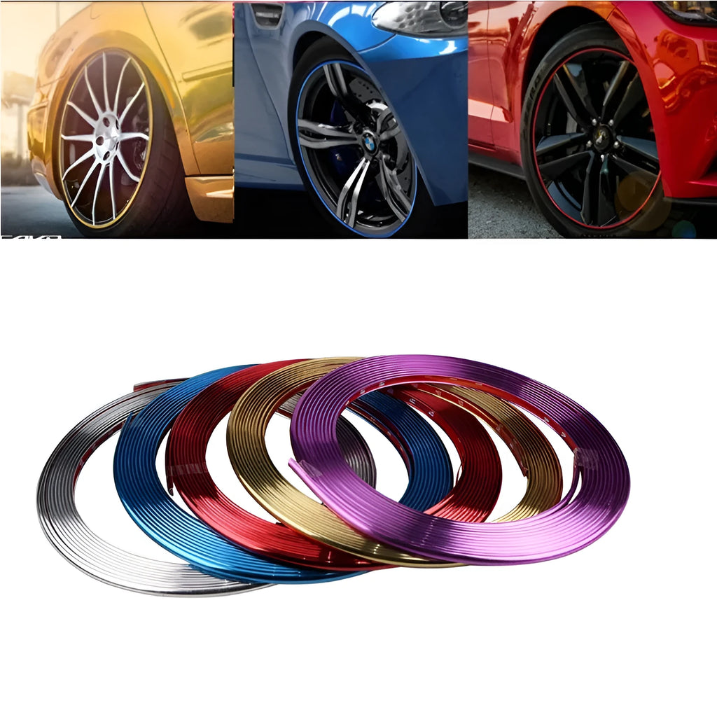 Roll of galvanised purple PVC wheel hub trim guard strip, 8 metres long.