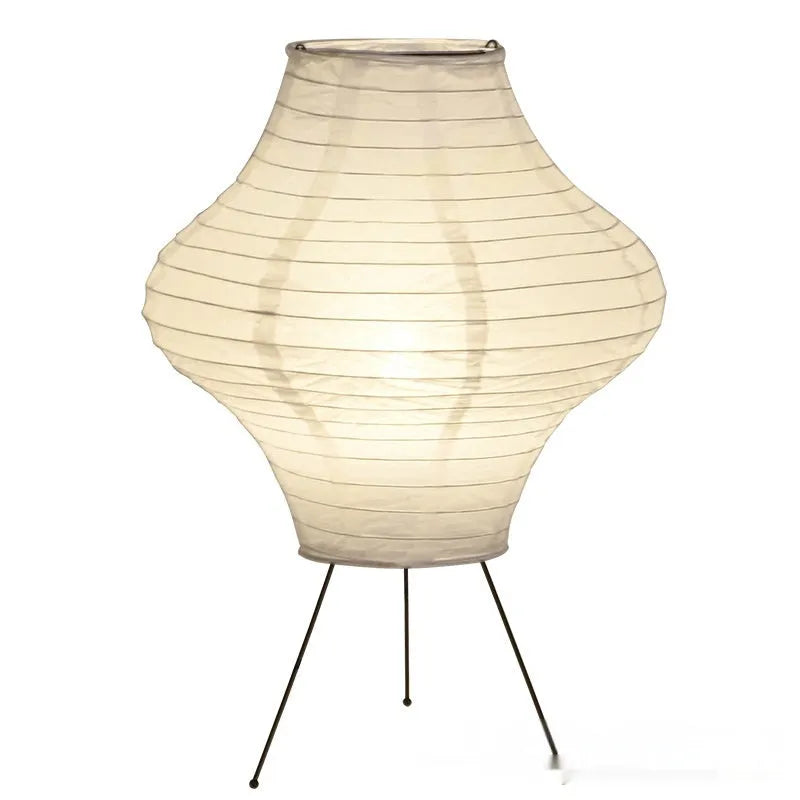 Japanese style decorative table lamp with paper shade and three-colour lighting