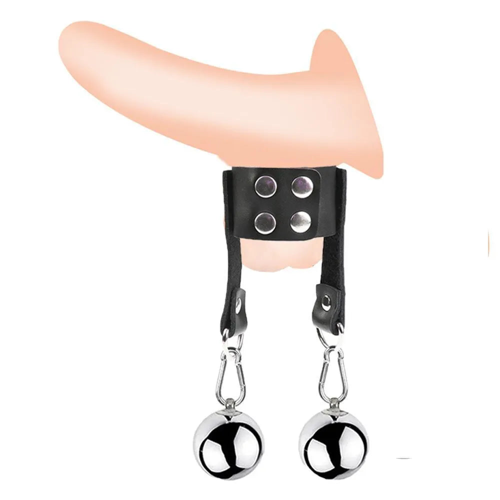 Stainless steel scrotum restraint pendant in silver finish, available in 25mm to 45mm sizes