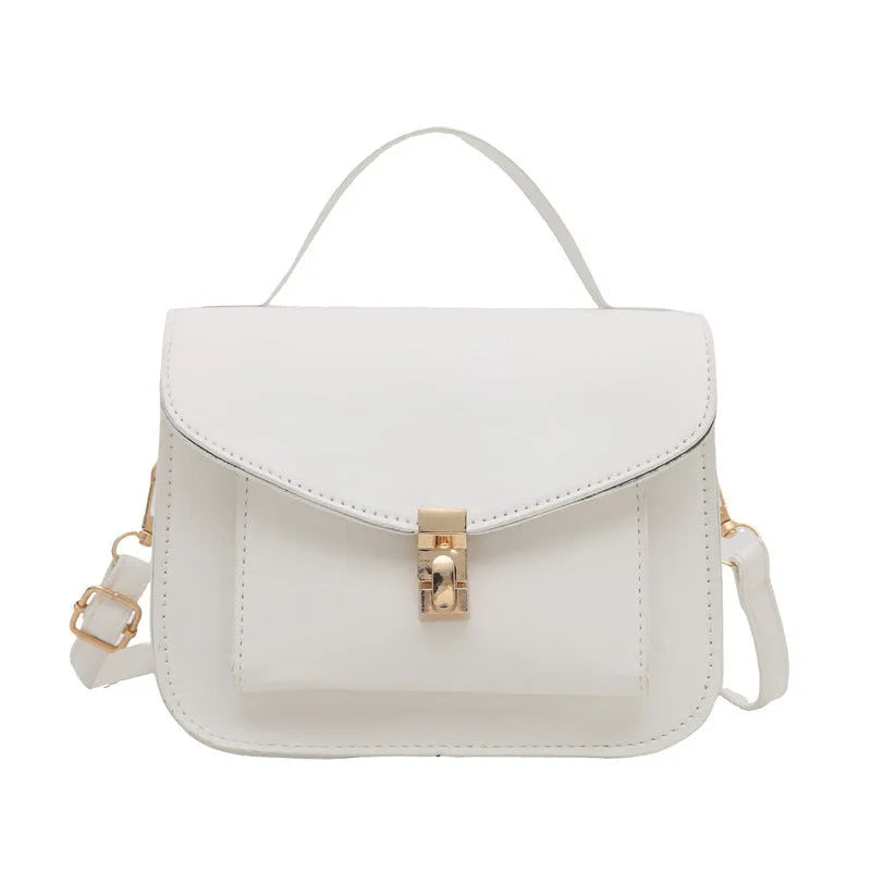 Retro style shoulder messenger bag in horizontal square shape with document compartment