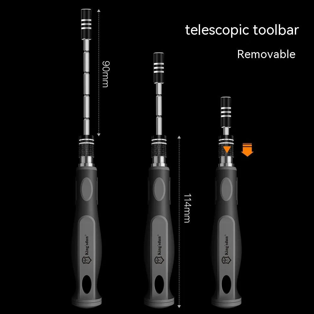 32-in-1 screwdriver set with multiple bits in plastic storage case measuring 130mm