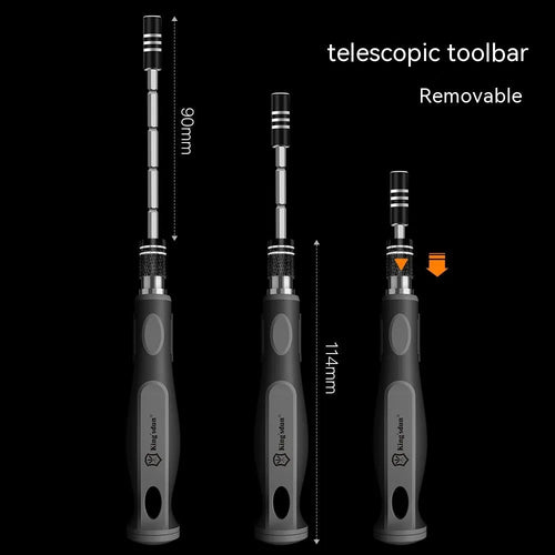 32-in-1 screwdriver set with multiple bits in plastic storage case measuring 130mm
