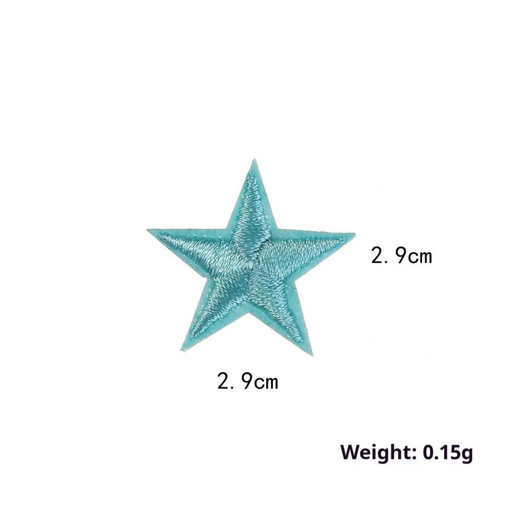 Colourful five-pointed star cloth embroidery labels for DIY clothing decoration.