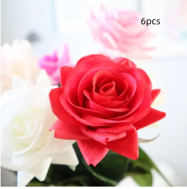 Silk touch rose artificial flower with 42cm stem and 8.5cm diameter flower head in various colours