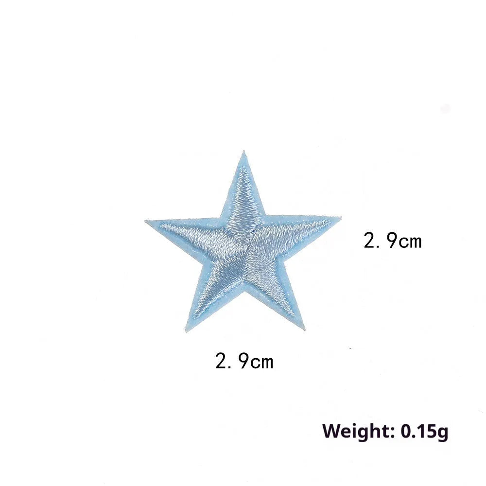 Colourful five-pointed star cloth embroidery labels for DIY clothing decoration.