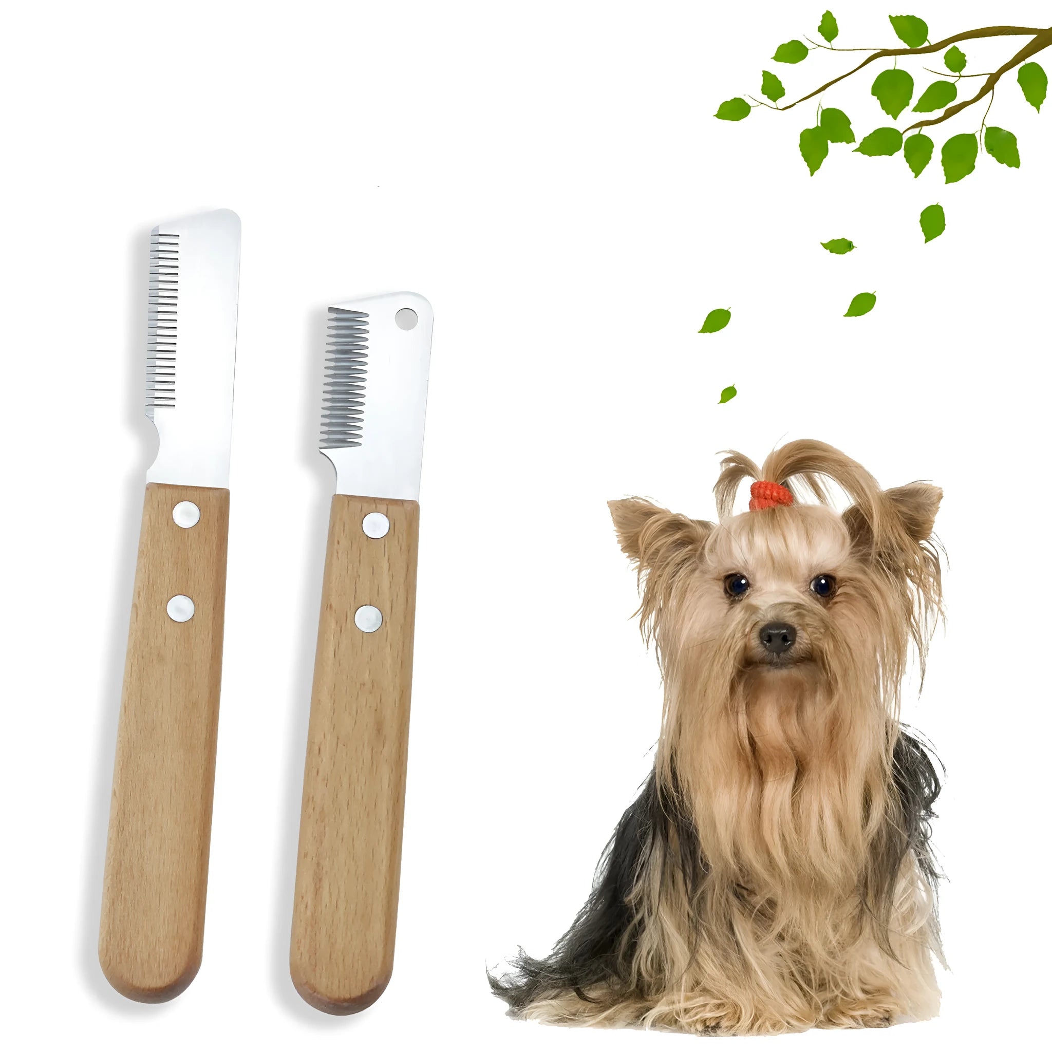 Pet stripping comb grooming tool with wood handle for cats and dogs