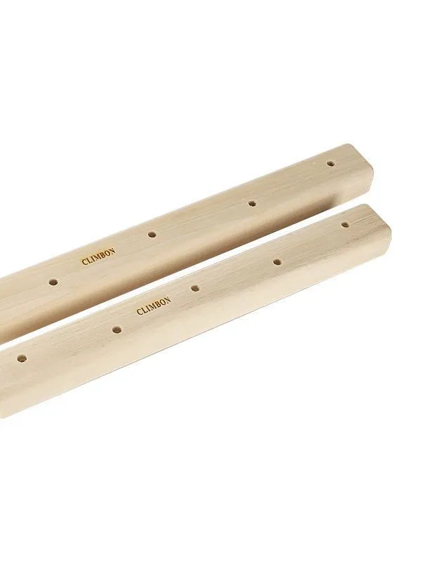Set of three solid wooden finger grip training boards in different sizes on a white background.