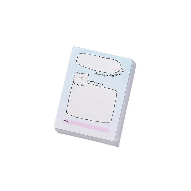 Cartoon heart design sticky notes set showing six styles including Echo Notes and Rabbit Weekly Notes