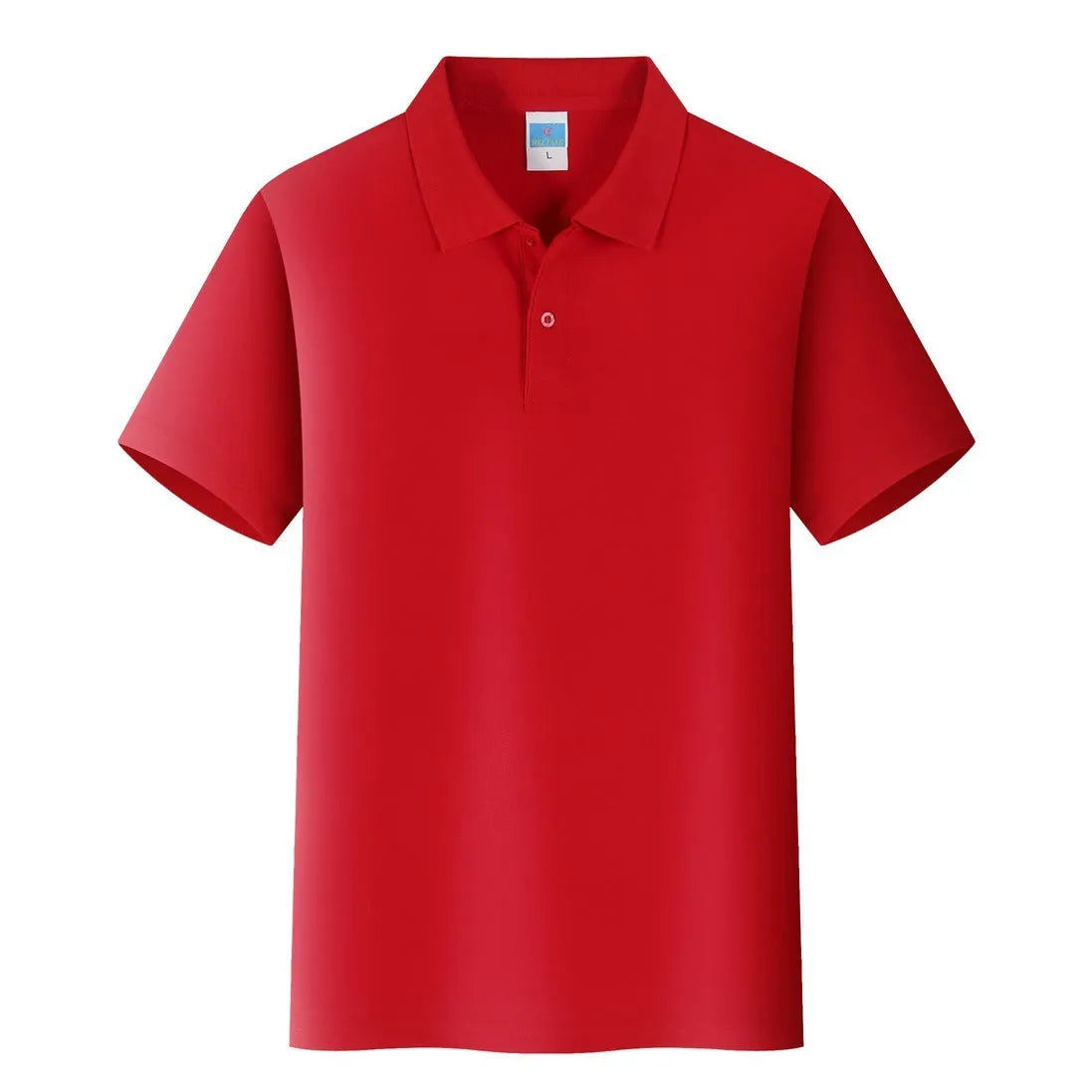 Straight-fit cotton short sleeve pullover shirt for workwear advertising on a mannequin.