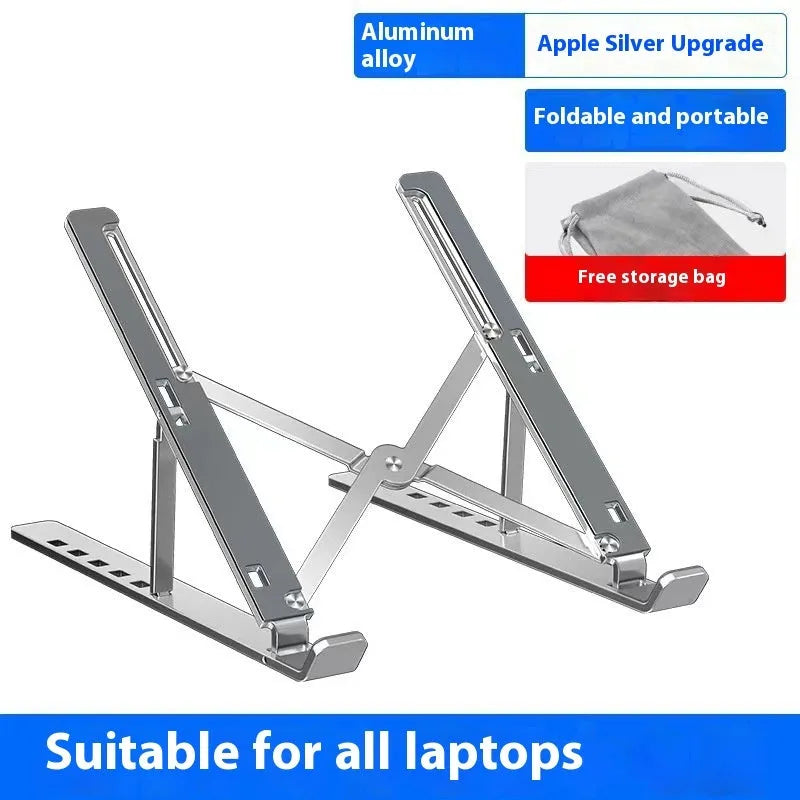 N3 aluminium alloy folding laptop stand in silver colour showing 16-18 inch size with cloth storage bag
