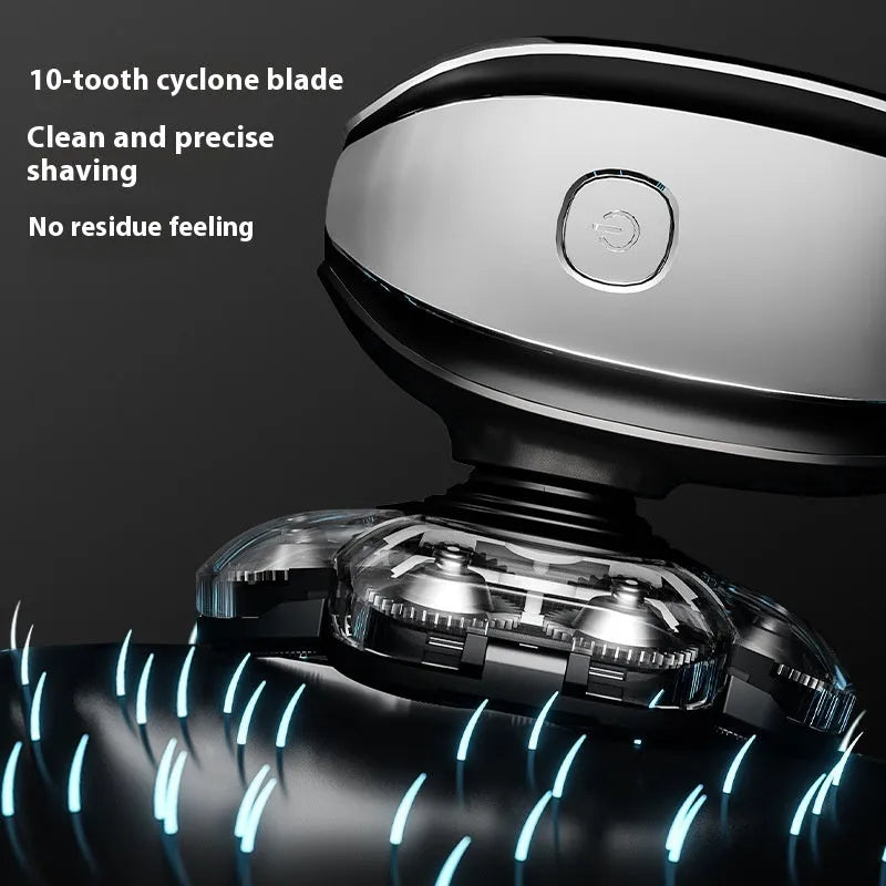 Black rechargeable 6-in-1 hair clipper grooming kit with attachments laid out.