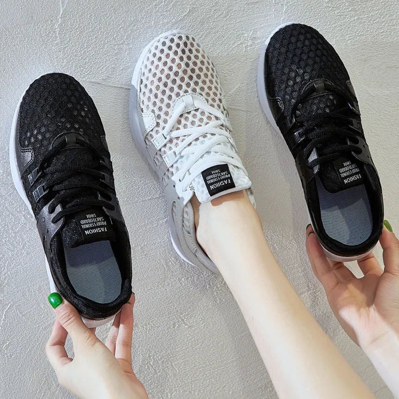 Breathable mesh sneakers with hollow-out design in low-top casual style