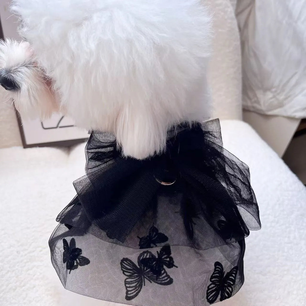 Black princess tulle skirt for small dogs and cats with five size options