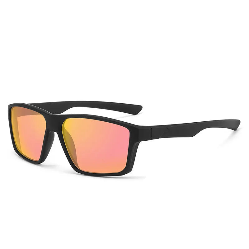 UV protection polarized sunglasses with quadrilateral frame in black frame and ice blue lenses