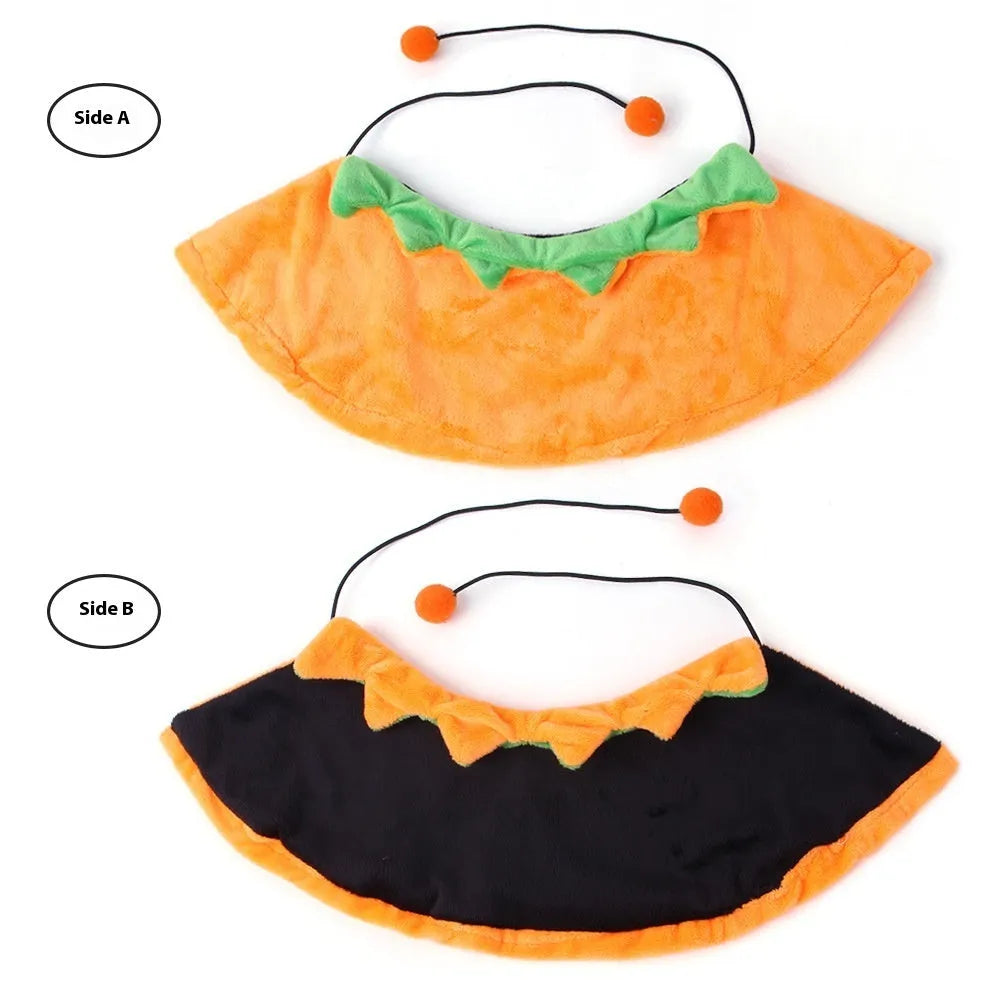 Pumpkin-themed double-sided plush cloak for dogs and cats Halloween costume