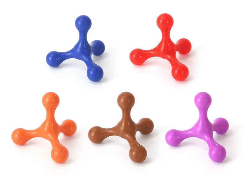 Silicone puppy chew toy with three legs in assorted colours for small and medium dogs