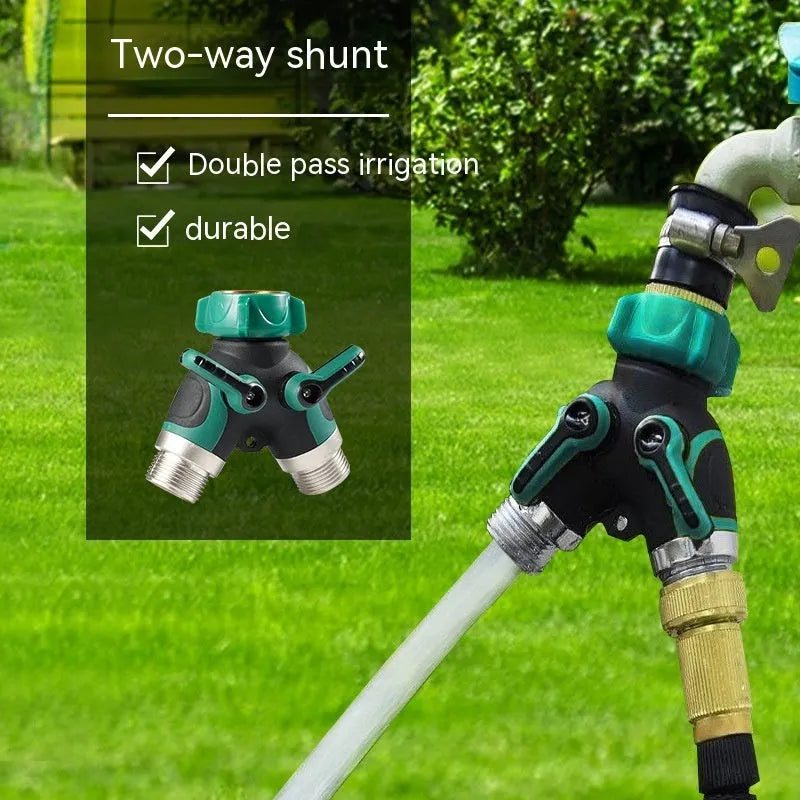 Garden zinc alloy 6-point double pass ball valve diverter with dual outlets