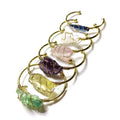 Natural rough crystal bracelet with gold wire winding in geometric bohemian design