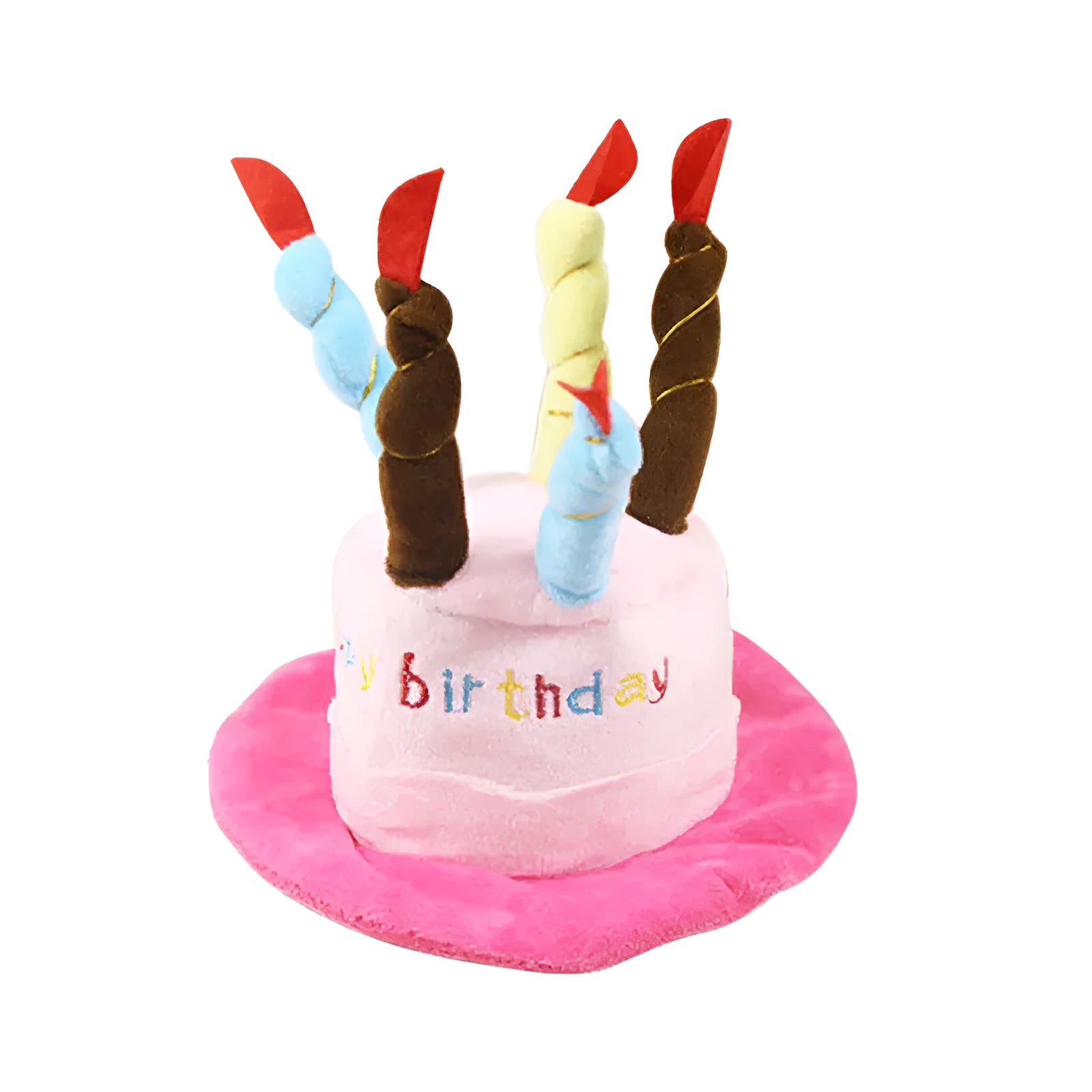 Blue dog-shaped birthday hat for small to medium dogs on a white background.